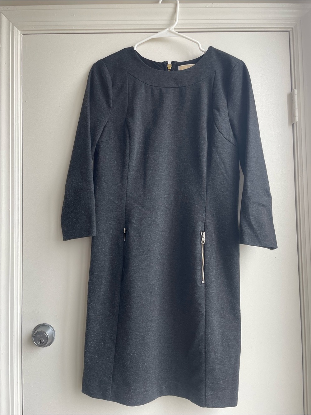 Michael Kors Grey Long Sleeve Dress with Zip Pockets